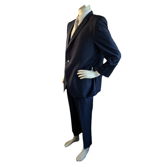 INDOCHINO Bespoke Men Custom Tailored Wool Navy Suit Jacket Pants 44-46R W40xL29 - Picture 5 of 16